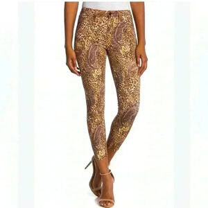 NWT L'AGENCE Margot Leopard Paisley High Rise Skinny Jeans Bronze Valencia Sz 25